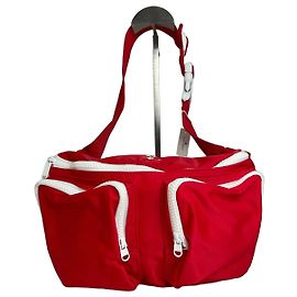 Vintage Courreges Paris Polyester Canvas Gürteltasche / Umhängetasche Rot Weiß Rot