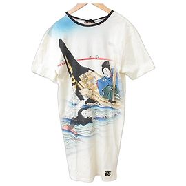 Vestido longo de camiseta de algodão com estampa Ukiyoe Kenzo Cru