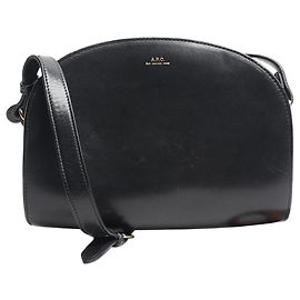 Apc Bolsa de ombro em couro demi-lune preta Preto