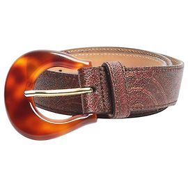 Etro Brauner Leder-Gürtel mit Paisley-Muster Braun