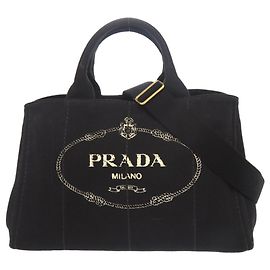 Prada Canapa Black 2-Way Tote Bag Black