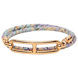 Pulseira Roulis Double Tour em Seda Roxa Hermès Roxo
