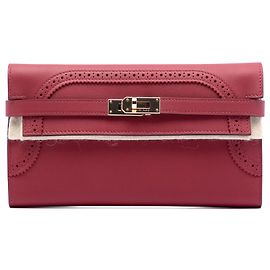 Hermès Red Swift Ghillies Kelly Longue Wallet Red Dark red
