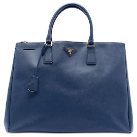 Prada Blue Extra Large Saffiano Lux Galleria Double Zip Tote Blue