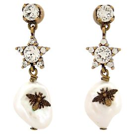 NUOVE ORECCHINI DIOR A Goccia CON STELLE, PERLE E API D'oro