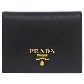 Prada Vitello Move Leder Bi-Fold Geldbörse Schwarz