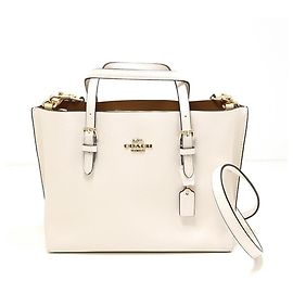 COACH Molly Tote 25 Bolsa Tote de couro branco Branco