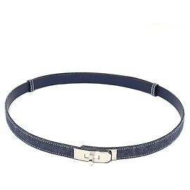Cintura Donna Kelly Jean 18 PM Epson Denim Blu di Hermès Argento Bianco Blu Blu navy Blu scuro