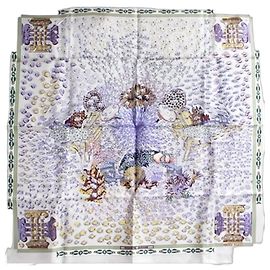 Écharpe Hermès gris clair et violet Gris Violet