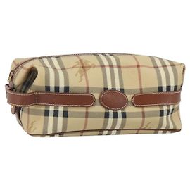 Burberrys Nova Check Clutch Tasche PVC Beige Gold Auth SW2034 Beige Golden