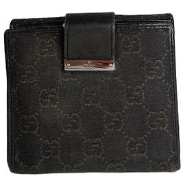 Autre Marque Vintage Gucci Monogram Leather canvas Wallet Brown Black Black