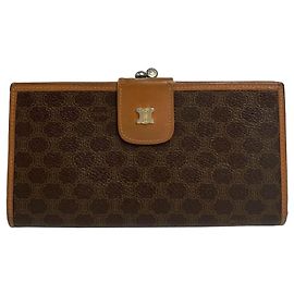 Céline Vintage Celine Paris Triomphe Monogram Leather Wallet Brown Brown