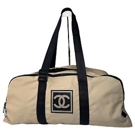 Vintage Chanel Sport Duffel Bag Schwarz Weiß Schwarz