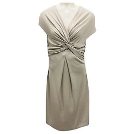 Vestido de malha de algodão e seda taupe com mangas curtas Giambattista Valli Bege