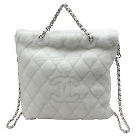 Chanel 2034 White Shearling Backpack White