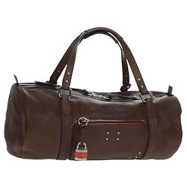 Chloé Mr Paddington Bolsa de Mão de Couro Marrom Prata Auth 162866V Marrom Prata