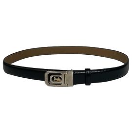 Céline Cinturón de cuero negro con logo de carruaje vintage Celine Paris Negro