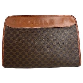 Céline Vintage Celine Paris Triomphe Monogramm Leder Clutch Braun Braun