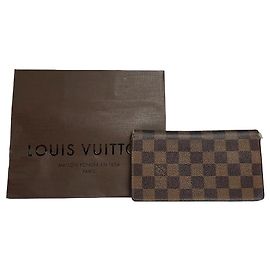 Vintage Louis Vuitton Damier Monogram Leather Card Holder / ID Holder Brown Brown