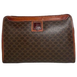 Céline Clutch in pelle monogramma Triomphe Celine Paris vintage marrone Marrone