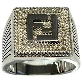 Anel de banda prateado com logo FF da Fendi Prata