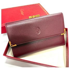 CARTIER Must de Cartier Tri-fold Wallet Dark red