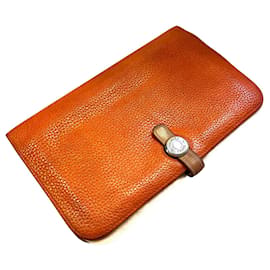 Porte-monnaie Dogon GM Togo Hermès en Orange Orange
