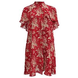 Marc by Marc Jacobs Vestido Mini con Estampado Floral Efecto Capa en Seda Roja de Red Valentino Roja