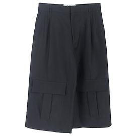 Bermuda Cargo a Gamba Larga Loewe in Lana Nera Nero