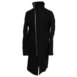 Rick Owens Zip-Up Tubeway Coat in Black Wool Black