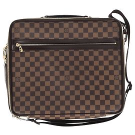 Sac à ordinateur Sabana Damier Louis Vuitton en toile enduite marron Marron Rouge