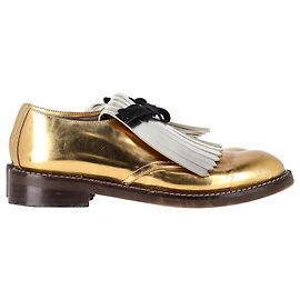 Oxford à franges Marni en cuir verni doré Doré Métallisé