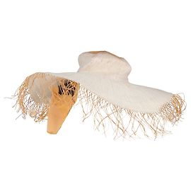 Cappello a tesa larga con sciarpa in rafia bianca e seta di Jacquemus Bianco