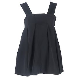 Comme Des Garcons Comme Des Garçons Pleated Sleeveless Tunic Top in Black Wool Black