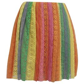 Falda Mini de Encaje Multicolor en Algodón Valentino Garavani Multicolor
