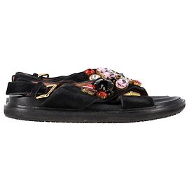 Sandali Slingback Fussbett Marni in pony nero Nero