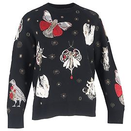 Alexander McQueen Gothic Fairytale bedruckter Pullover aus schwarzer Wolle Schwarz