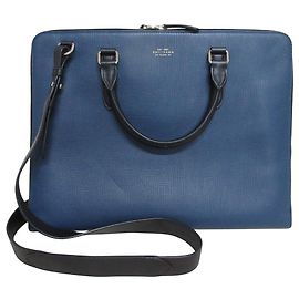 Autre Marque Pasta de couro Smythson 2 em 1 Azul Azul escuro