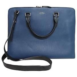 Autre Marque Smythson Leather 2way Briefcase Blue Dark blue