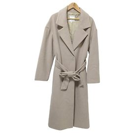 Autre Marque E Casaco de Lã com Cinto Couture Bege