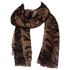 Sciarpa stampata tigre Saint Laurent Marrone Nero