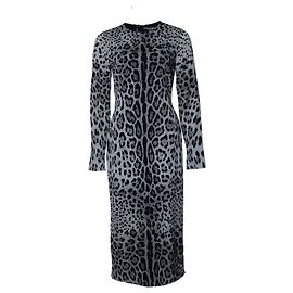 Robe maxi imprimée léopard grise Dolce & Gabbana Gris