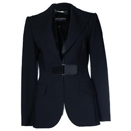 Dolce & Gabbana, schwarzer Blazer mit Klettverschluss Schwarz