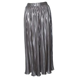 Autre Marque Saloni, metallisch plissierter Rock Silber