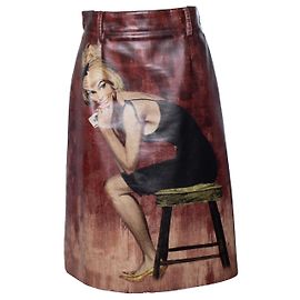Prada, Laufsteg-beschichteter Poster-Pin-up-Mädchen-Rock Rot