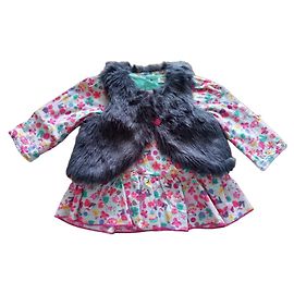 Autre Marque Conjunto de vestido y chaleco con estampado floral Rosa Blanco Multicolor Verde