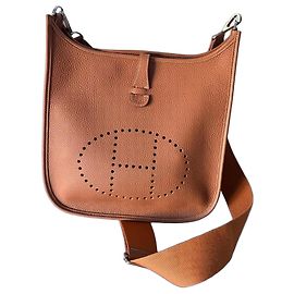 Hermès Borsa a spalla in pelle marrone Marrone Silver hardware
