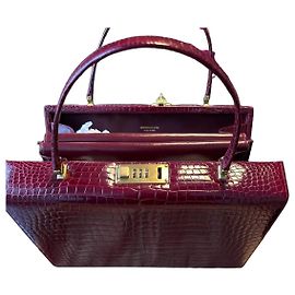 Autre Marque Bordeaux crocodile leather handbag Dark red