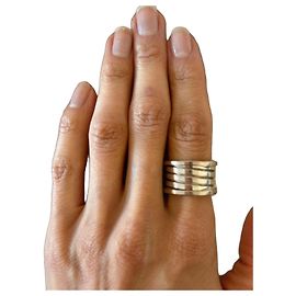 Bulgari B.Zero1 Ring 4 Bands White Gold Size 56 Silvery