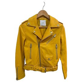 Mango Gelbe Lederjacke Gelb